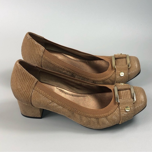 Michael Women’s Brown Snake Print Block Heels Size 8M - Picture 8 of 13